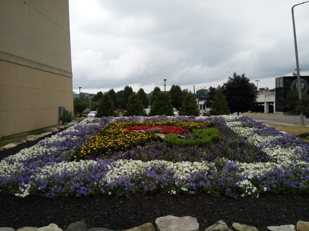 This space next to a building is transformed by this quilt garden.